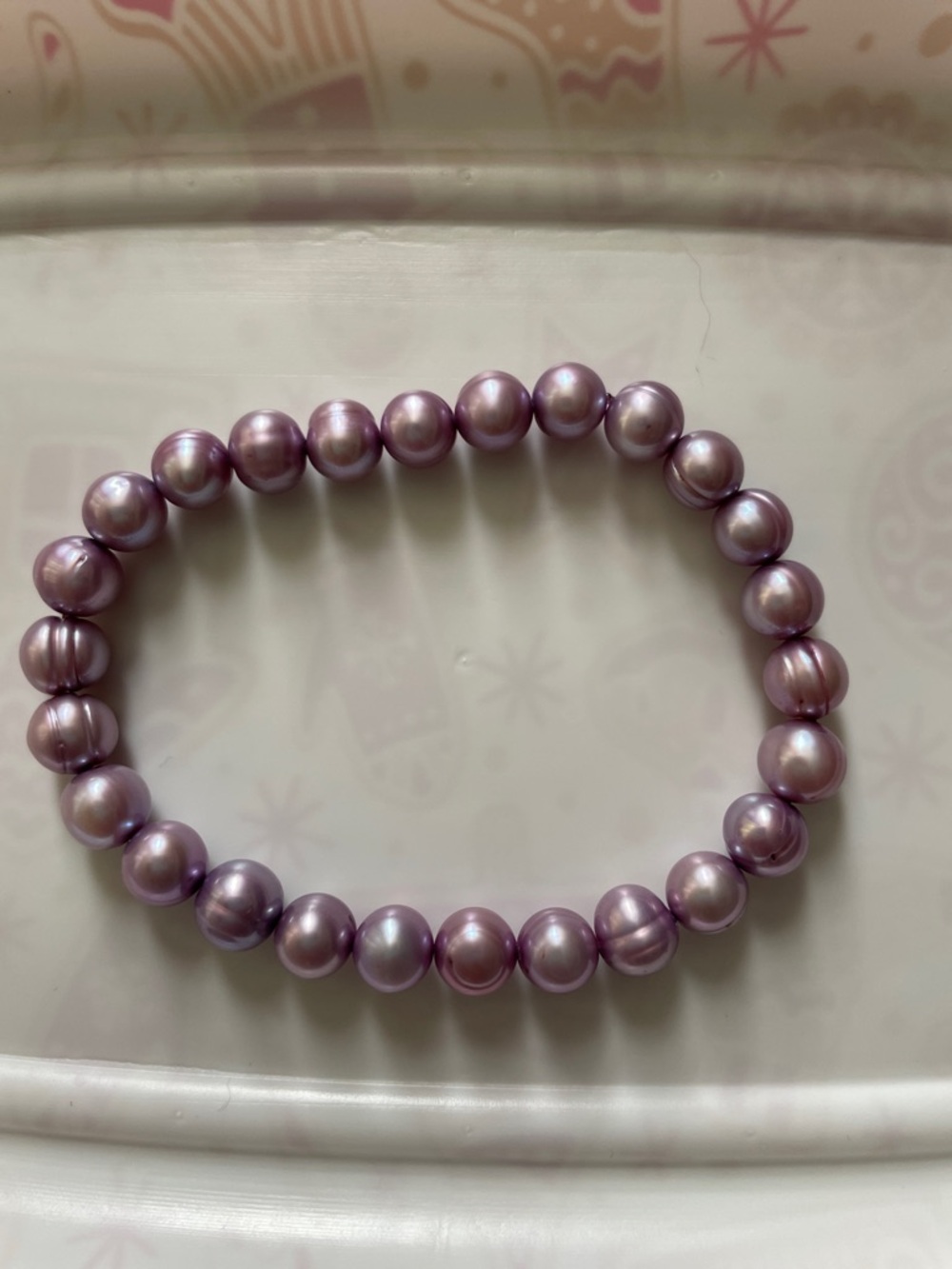 Lilac Pearl Stretch Bracelet for Women